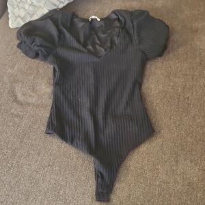 Tularosa Black Ribbed Kids Bodysuit